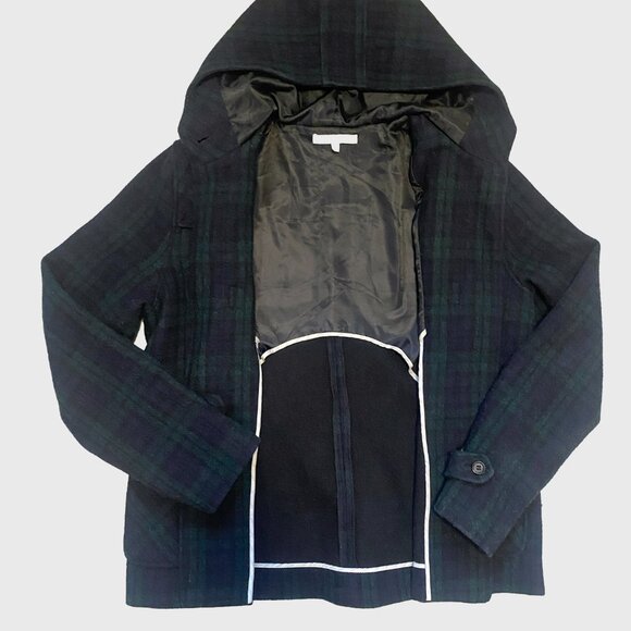 Vintage NSF Wool Tartan Duffle Coat | Green and Navy - Picture 6 of 7